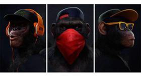 Kit 3 Placas Decorativas Quadros Geek Macacos Sábios Gamer Kit 3 Placas Decorativas Quadros Geek Macacos Sábios Gamer