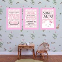 Kit 3 Placas Decorativas Sonhe Alto Filha MDF 3mm 18x26