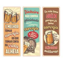 Kit 3 Placas Decorativas Verticais Frases Cerveja Bebida 15x42