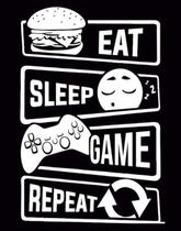 Kit 3 Placas Eat Sleep Game Repeat Preta 36X46