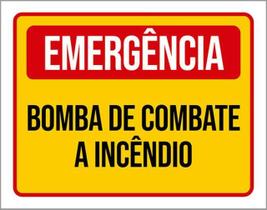 Kit 3 Placas Emergência Bomba Combate Incêndio 36X46