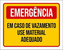 Kit 3 Placas Emergência Em Caso Vazamento Material