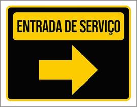 Kit 3 Placas Entrada De Serviço Amarela Seta
