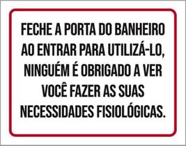 Kit 3 Placas Fecha A Porta Do Banheiro Ao Entrar