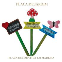Kit 3 Placas Frases Casa E Jardim Em Madeira Garder - Retrofenna Decor