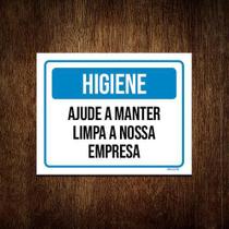 Kit 3 Placas Higiene Ajude Manter Limpa Nossa Empresa