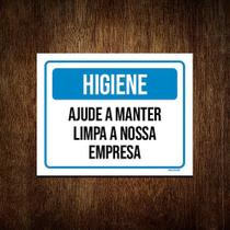 Kit 3 Placas Higiene Ajude Manter Limpa Nossa Empresa