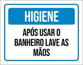Kit 3 Placas Higiene Após Usar Banheiro Lave As Mãos