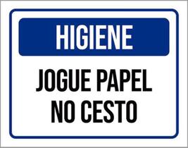 Kit 3 Placas Higiene Jogue Papel No Cesto 36X46