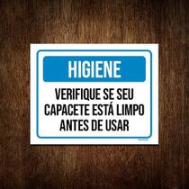 Kit 3 Placas Higiene Verifique Seu Capacete Está Limpo