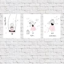 Kit 3 Placas Infantis Sweet Dreams 18X27Cm Kit 3 Placas Infantis Sweet Dreams 18X27Cm