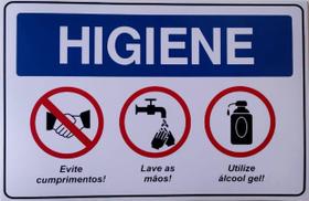 Kit 3 Placas Lave suas mãos alcool gel e higienize suas mãos 3 uni.