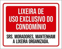 Kit 3 Placas Lixeira Uso Exclusivo Condomínio Lixeira