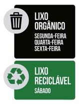 Kit 3 Placas Lixo Orgânico E Reciclável Verde Preta