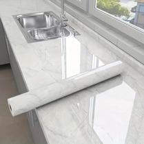 Kit 3 Placas Mármore Branco Vinílico Adesivo 300x60 Parede Decoração Lavável