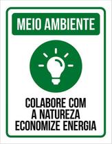 Kit 3 Placas Meio Ambiente Colabore Natureza Energia