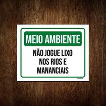 Kit 3 Placas Meio Ambiente Não Jogue Lixo Rios Mananciais