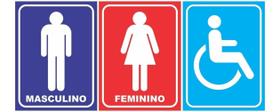 Kit 3 Placas Para Banheiro Masculino Feminino Deficiente Pvc