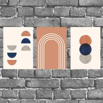 Kit 3 Placas Parede Abstratas Terracota 18x27cm