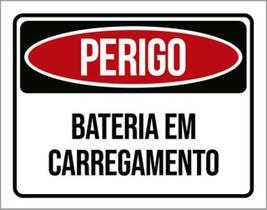 Kit 3 Placas Perigo Bateria Em Carregamento 36X46