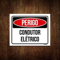 Kit 3 Placas Perigo Condutor Elétrico