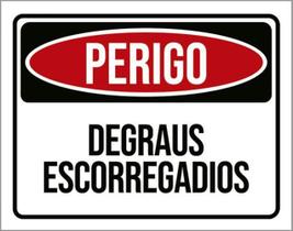 Kit 3 Placas Perigo Degraus Escorregadios 36X46