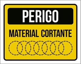 Kit 3 Placas Perigo Material Cortante 36X46 Kit 3 Placas Perigo Material Cortante 36X46
