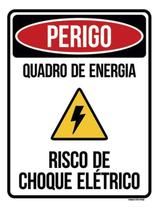 Kit 3 Placas Perigo Quadro Energia Risco Choque Elétrico