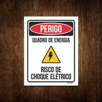 Kit 3 Placas Perigo Quadro Energia Risco Choque