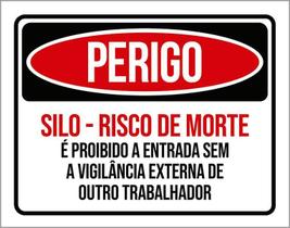 Kit 3 Placas Perigo Silo Risco De Morte