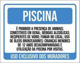 Kit 3 Placas Piscina Exclusivo Moradores 36X46