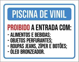 Kit 3 Placas Piscina Vinil Proibido Alimentos Bebidas