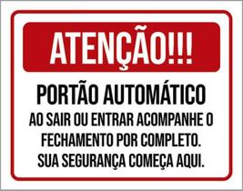 Kit 3 Placas Portão Automático Segurança 36X46