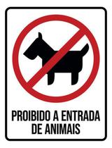 Kit 3 Placas Proibido Entrada Animais Ícone 36X46