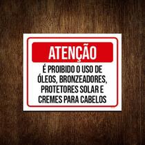 Kit 3 Placas Proibido Óleos Bronzeadores Cremes Protetor