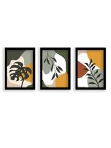 Kit 3 Placas Quadros Decorativos Arte Abstrata Organica Quarto Sala