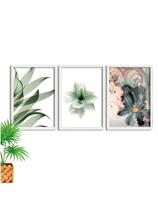 Kit 3 Placas Quadros Decorativos Floral Marmorizado