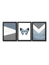 Kit 3 Placas Quadros Decorativos Para Sala Quarto Abstrato Borboleta