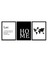Kit 3 Placas Quadros Decorativos Para Sala Quarto Mapa Mundi Lar