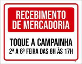 Kit 3 Placas Recebimento Mercadoria Toque Campainha