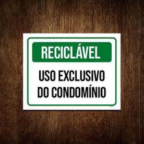Kit 3 Placas Reciclável Uso Exclusível Condomínio