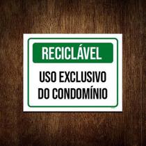 Kit 3 Placas Reciclável Uso Exclusível Condomínio