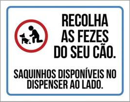 Kit 3 Placas Recolha Fezes Cão Saquinhos Disponíveis 36X46