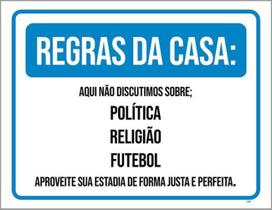 Kit 3 Placas Regras Da Casa Política Religião Futebol