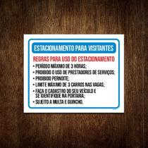 Kit 3 Placas - Regras Estacionamento Visitantes