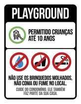 Kit 3 Placas Regras Normas Uso Playground