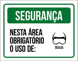 Kit 3 Placas Segurança Área Obrigatório Uso De Óculos 36X46