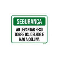 Kit 3 Placas Segurança Levantar Peso Dobre Joelhos Coluna