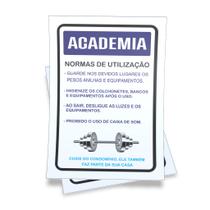 Kit 3 Placas sinalização 15x21cm EM PVC PL(01) - Tema: Academia