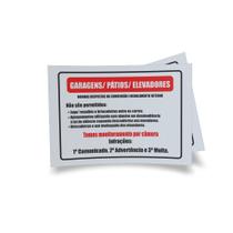 Kit 3 Placas sinalização 15x21cm EM PVC PL(1005) - Tema: Condomínio Regras de Garagens, Patios e Elevadores
